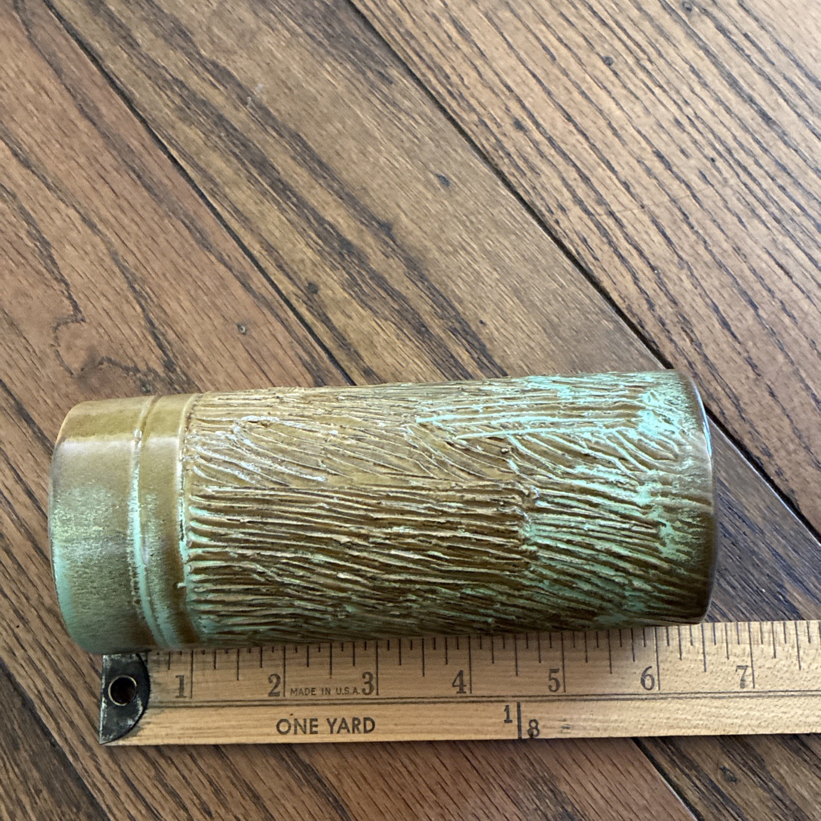 Vtg 1951-53 Frankoma Textured Log Vase-Ada Clay-6 Inches-#11-Prairie Green