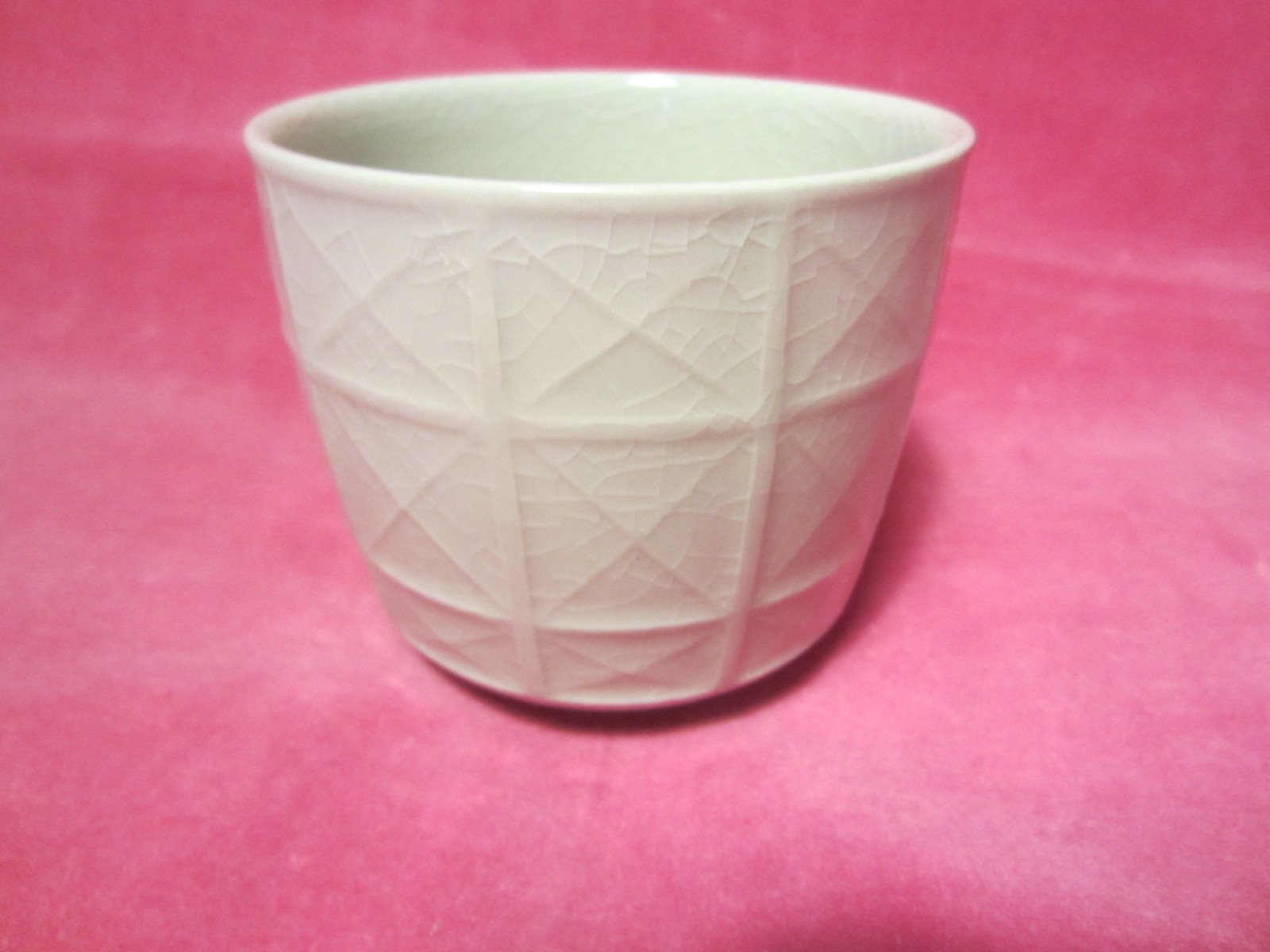 MCM~Small Cup/Jar/Vase JARS~Made in France~X Pattern with Crackled Glaze~2 7/8″H