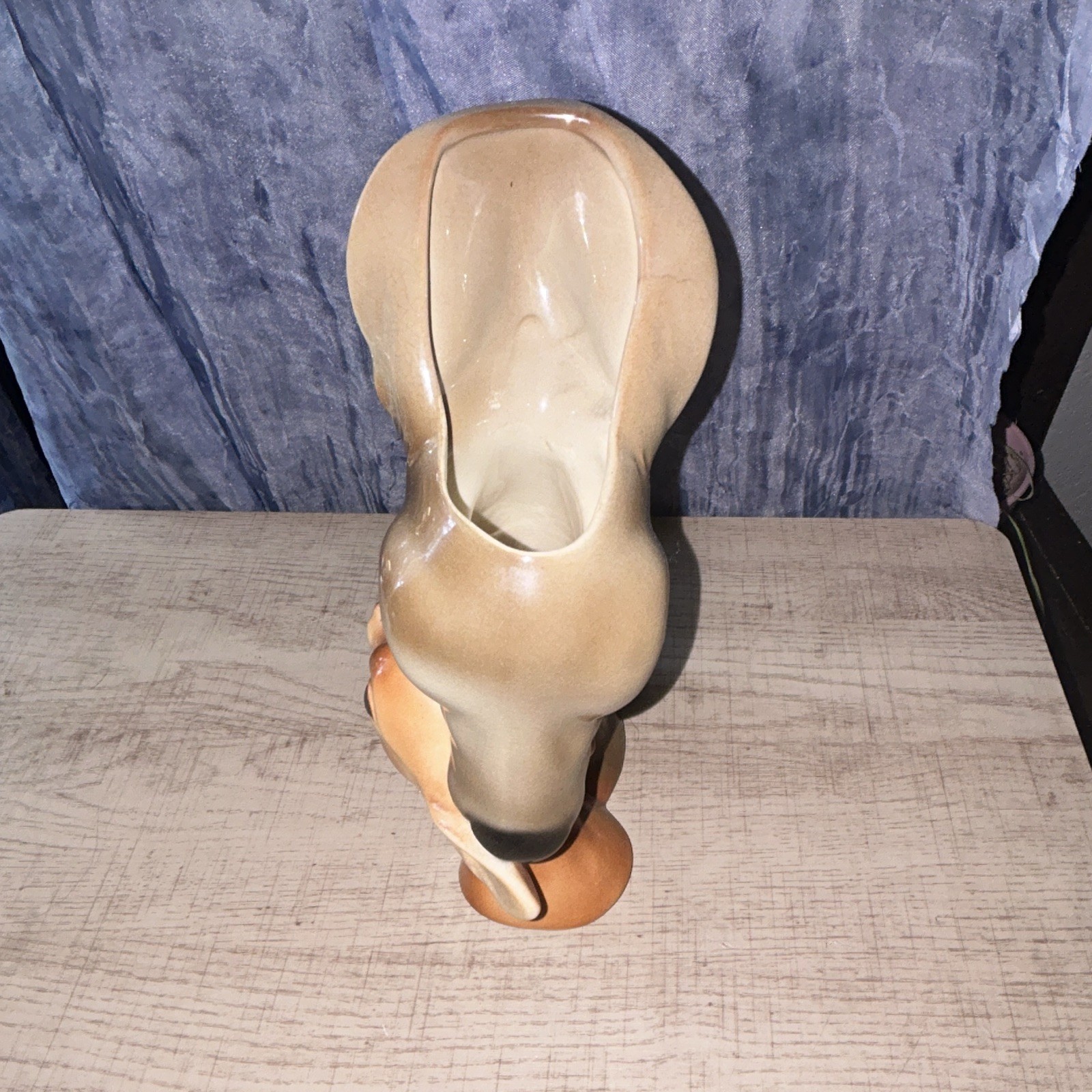 Ceramic Deer Figural Planter, Beige & Brown Glossy, Mid 20th Century
