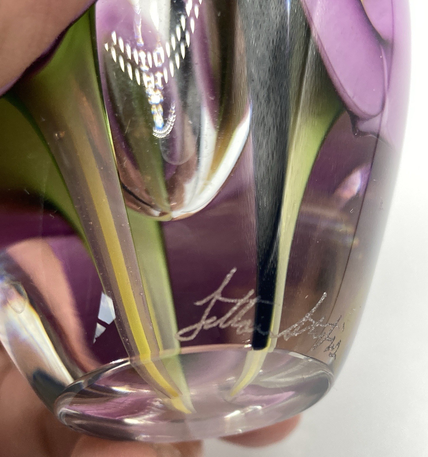 Lotton Studios Scott Bayless Calla Lily Art Glass Paperweight Perfume Bottle