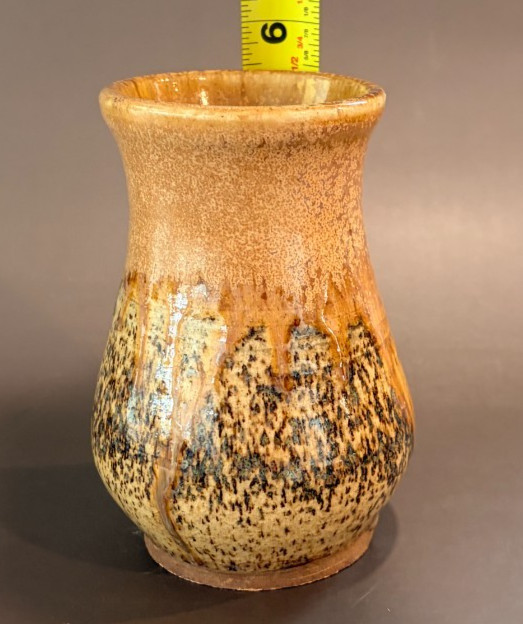 VTG Signed J.S. Studio Pottery 5.5″ Vase | 1996 Hand-Thrown Speckled Stoneware