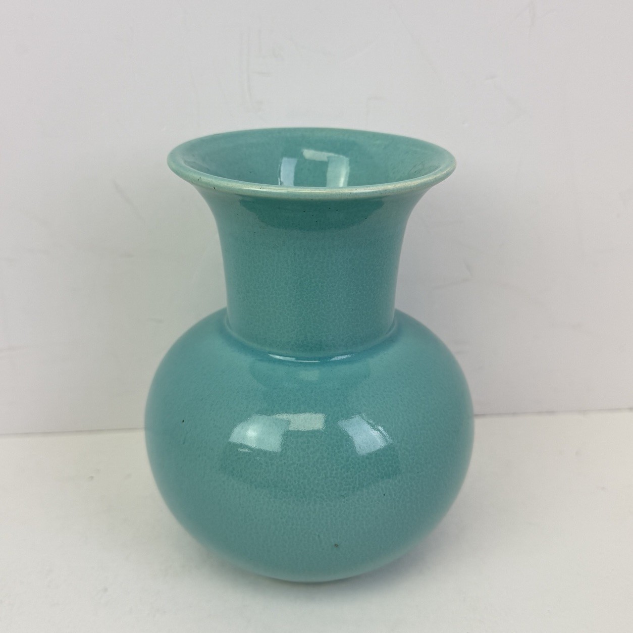VTG Ceramic Bud Vase Turquoise Blue Mid Century Marked Retro MCM Pottery 5.5”