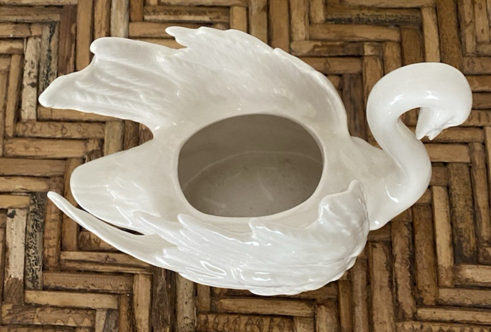 Vintage GOEBEL Swan Planter Bowl White Porcelain West Germany Lovely ZV 103 III