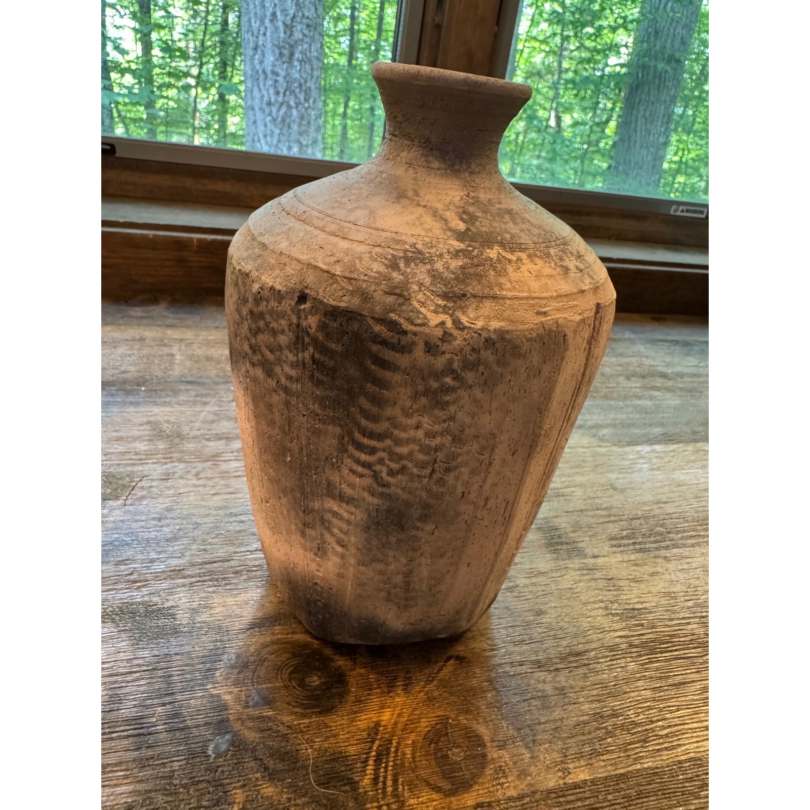 Signed Studio Pottery Rustic Raku Vase Primitive Earthy Textured Vessel