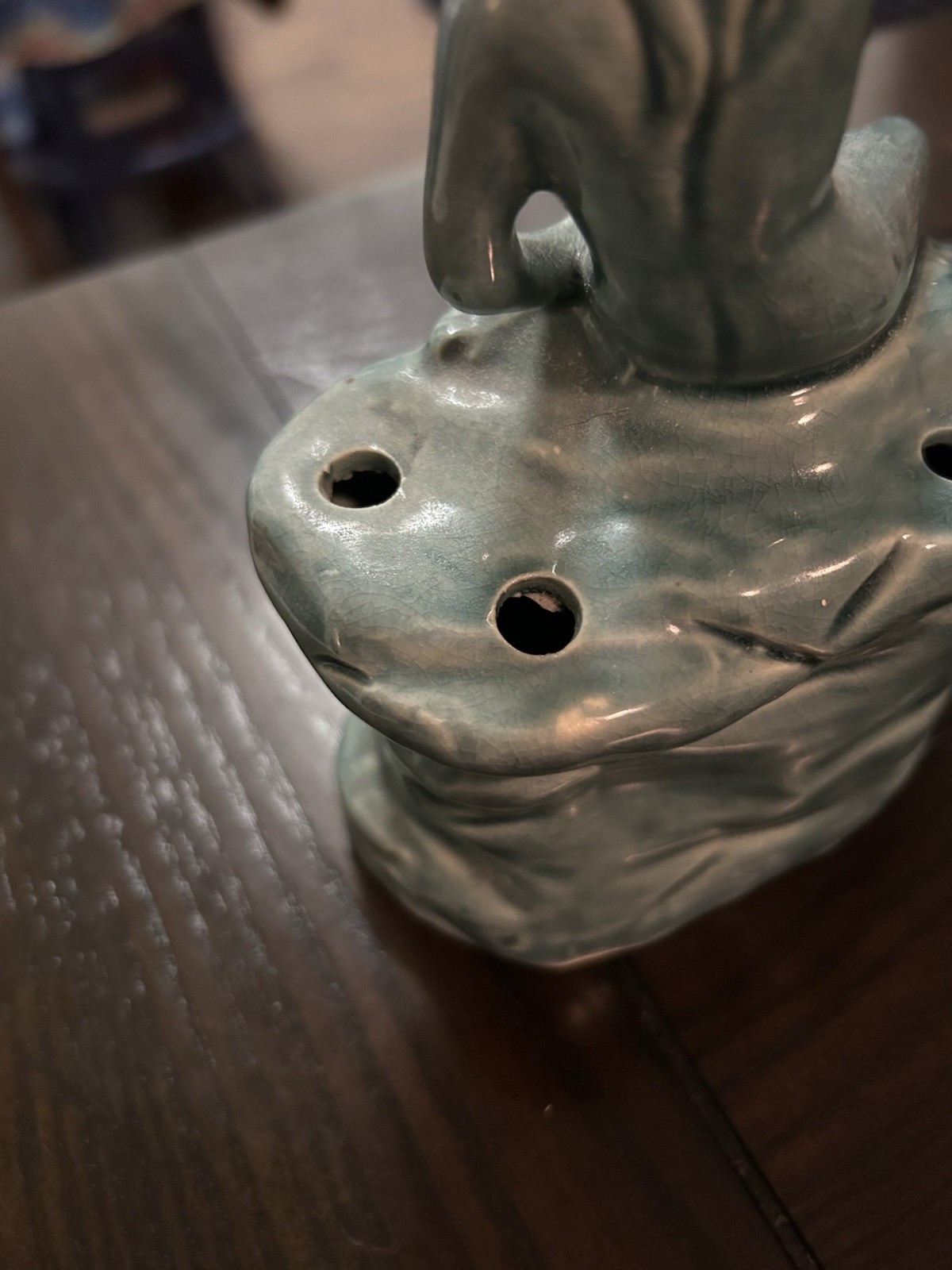 Antique Art Nouveau Sea Nymph 6.5 Tall Art Pottery Flower Frog Yankoware Japan