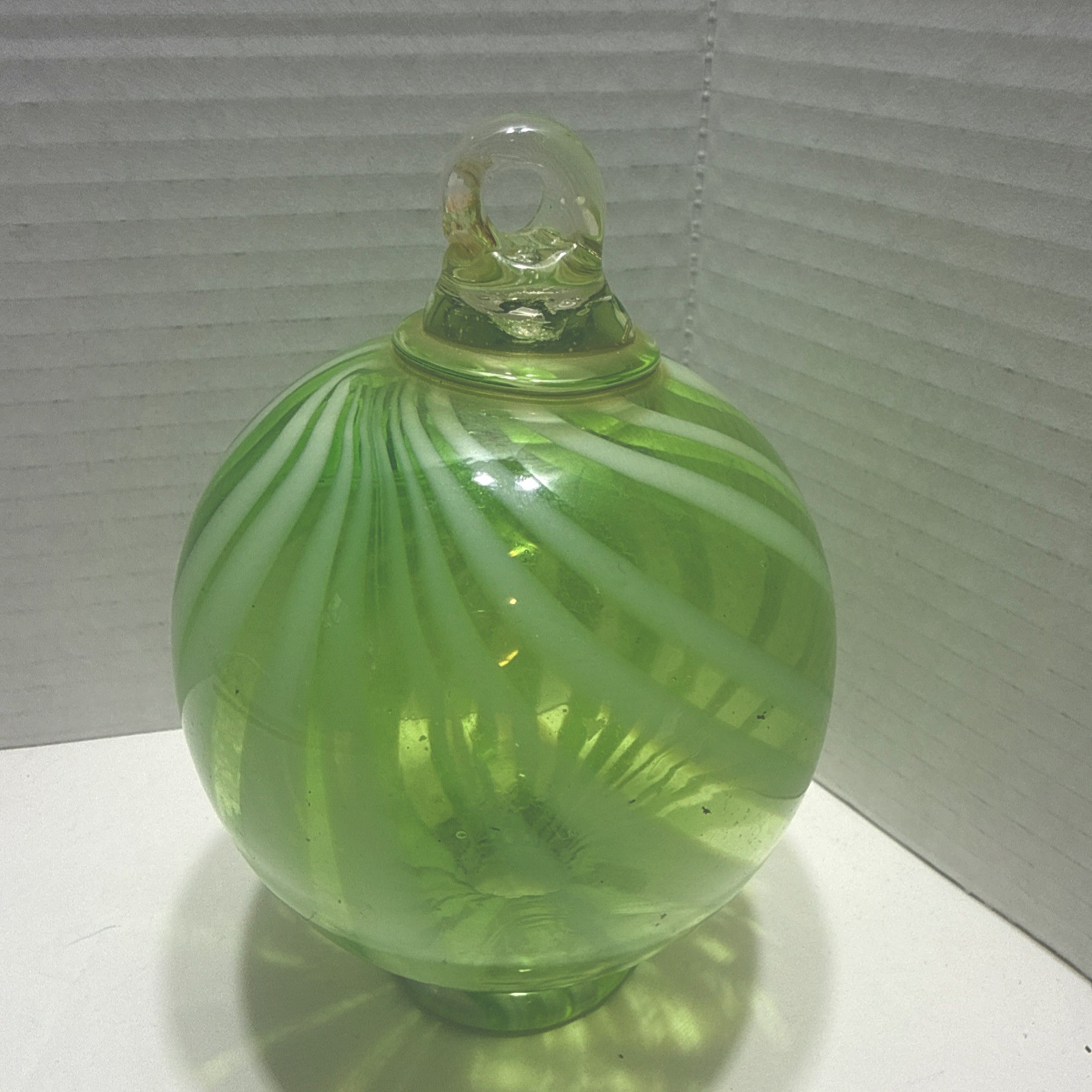 Murano Green Glass Christmas Ornament Incredible Color Hand Blown Elegant Unique