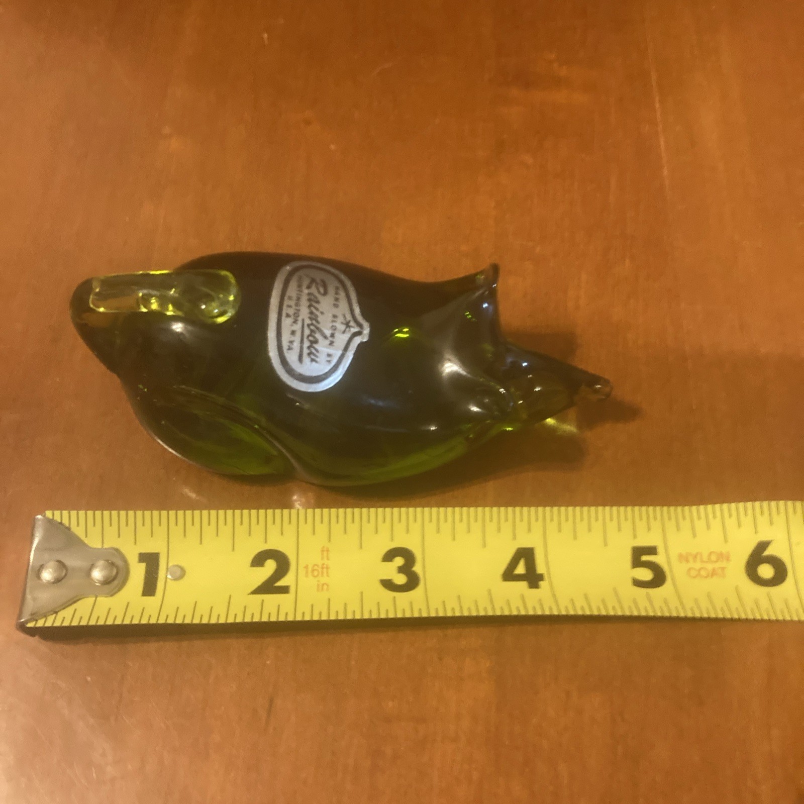 Viking / Rainbow #819 Green Glass Mouse Figurine Paperweight