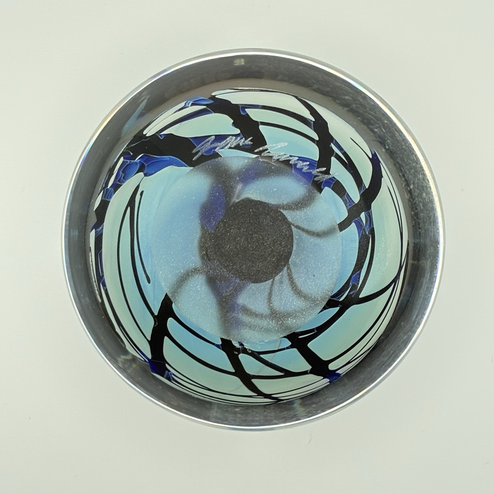 Hand Blown John McDonald Foil Dichroic Paperweight Multicolored Signed Mint