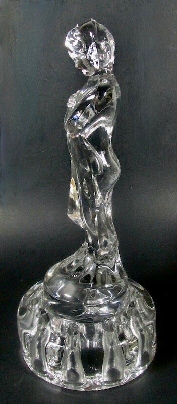 Cambridge Clear Glass DRAPED LADY Art Deco Flower Frog 8 3/4 Inches
