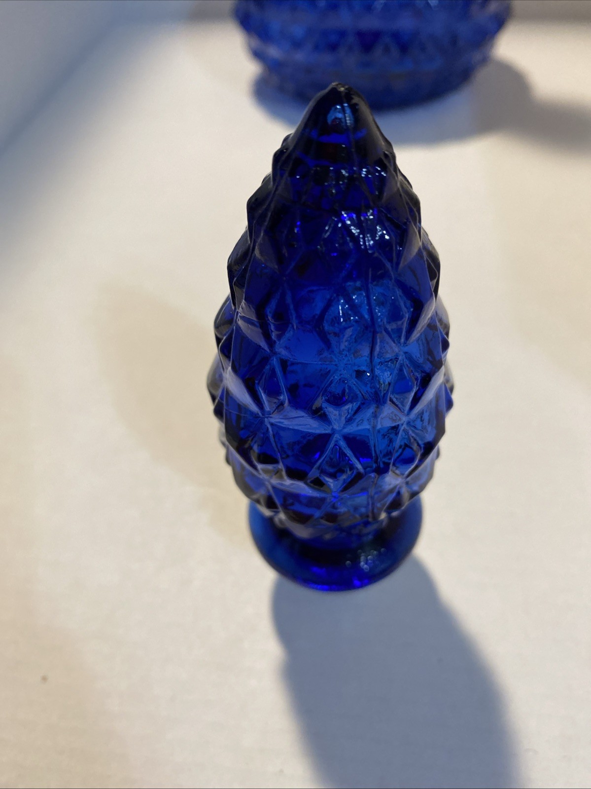 Vtg MCM “Empoli” Dark Cobalt Blue Diamond Point Genie Bottle – 14″ Italy – EPOC