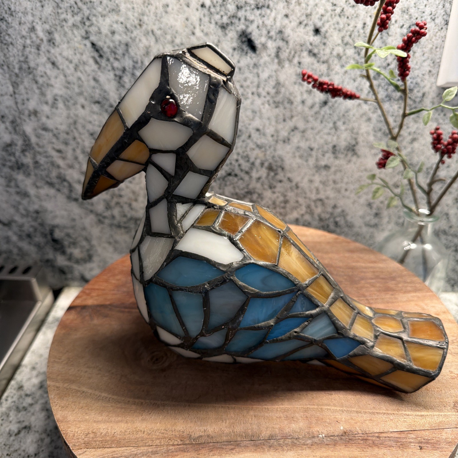 Tiffany Style Stained Glass PELICAN Sea Bird Beach Accent