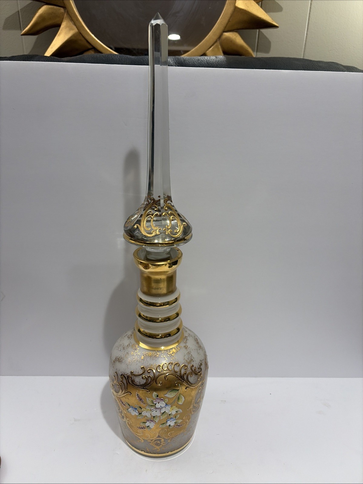 MOSER Magnum Decanter Art Nouveau w/tall faceted stopper 19.5” Tall