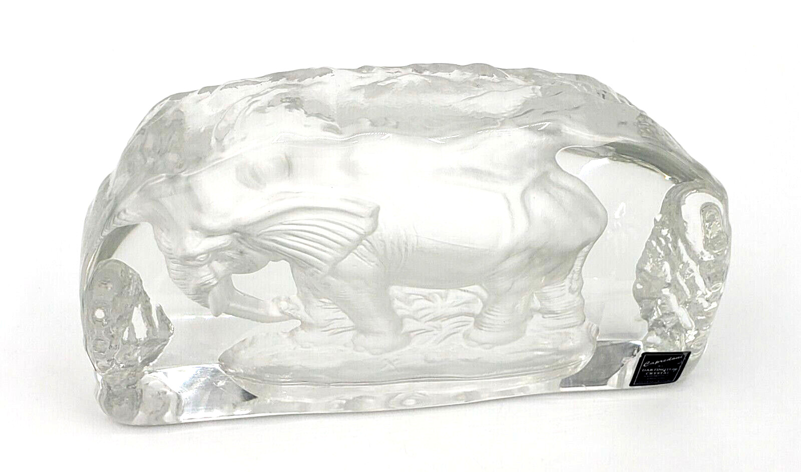 Capredoni by Dartington Crystal ELEPHANT Paperweight Signed Large England