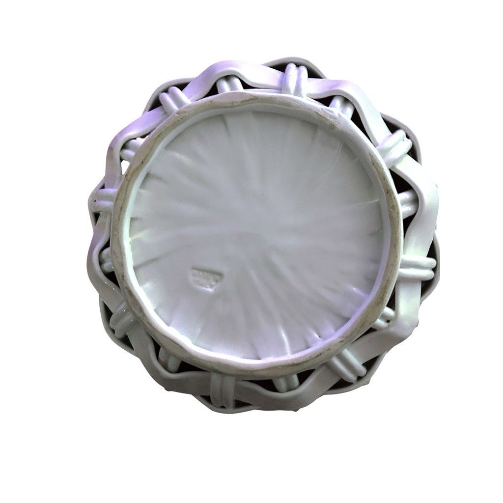 Vintage White Ceramic Woven Basket Bowl Made Italy Glossy Finish Home Decor Be