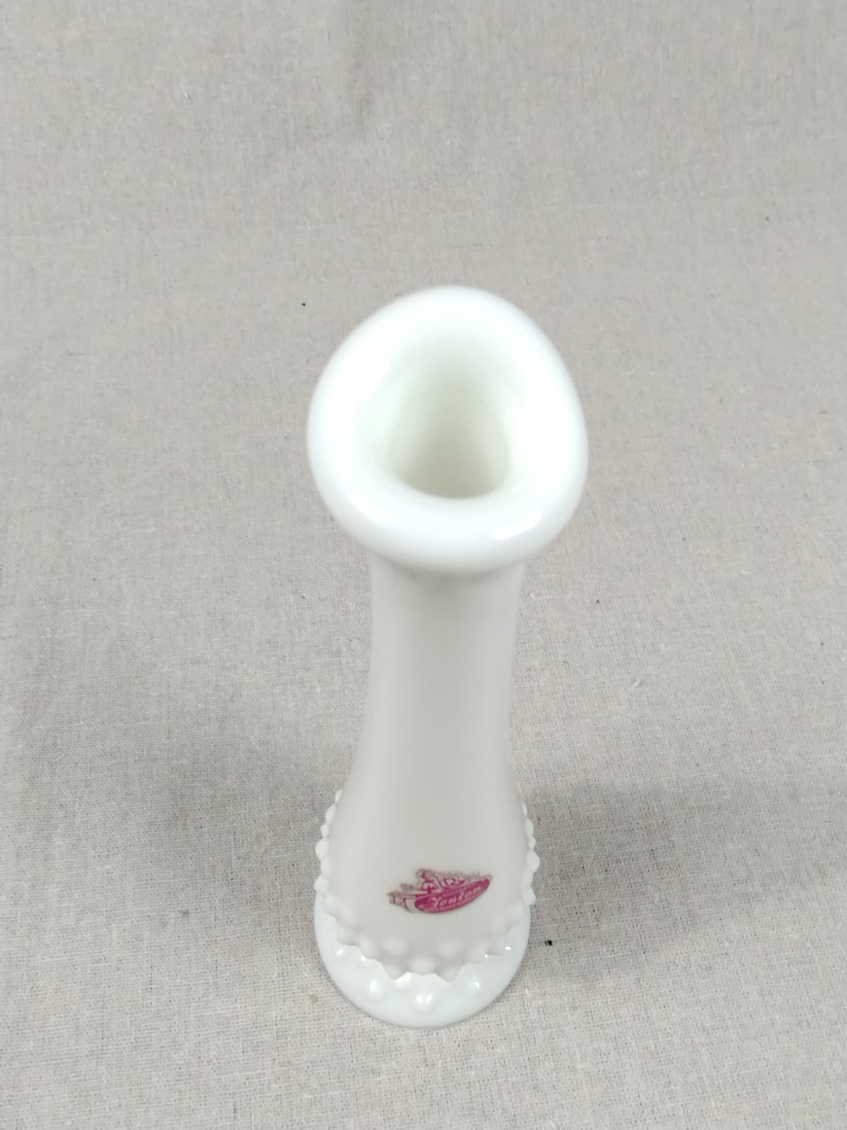 Vintage Fenton Hobnail White Milk Glass Footed Swung Bud Vase 8.5” Set of 2