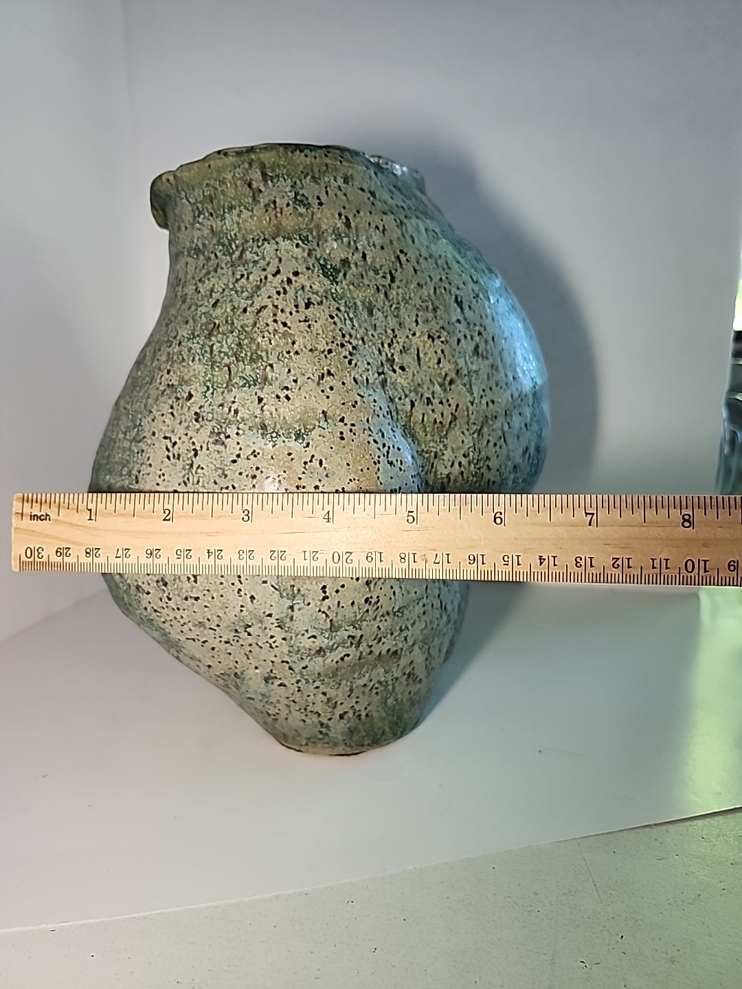 Ooak Art Womens Pregnate Belly Realism Blue Green Pottery Sculpture Statue