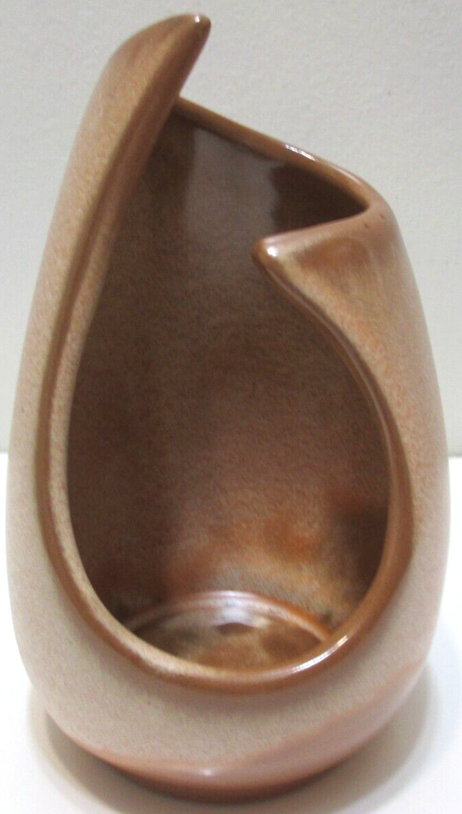 Vintage Frankoma Pottery Free Form Candle Vase # 302 Brown Satin 5 7/8″ Tall