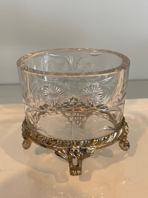 Antique Pairpoint Etched Glass Cigarette Holder in Silver Footed Base – Marked