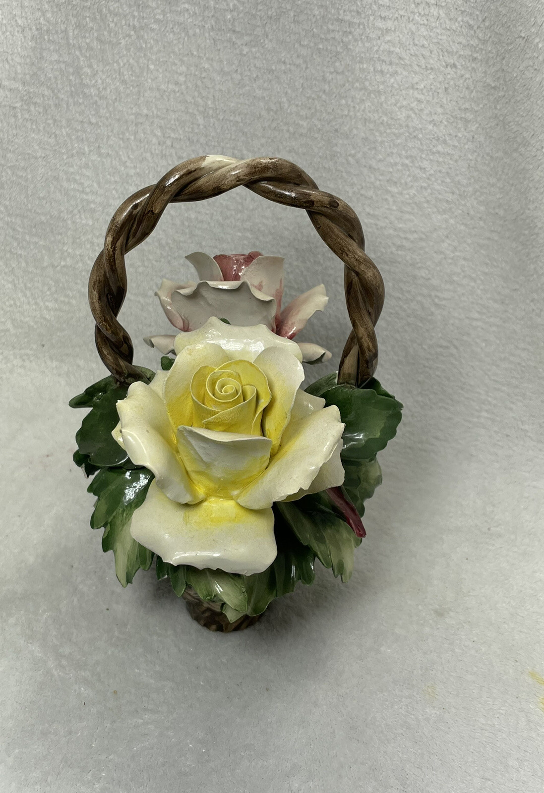 Capodimont Pink and Yellow Rose in a Basket