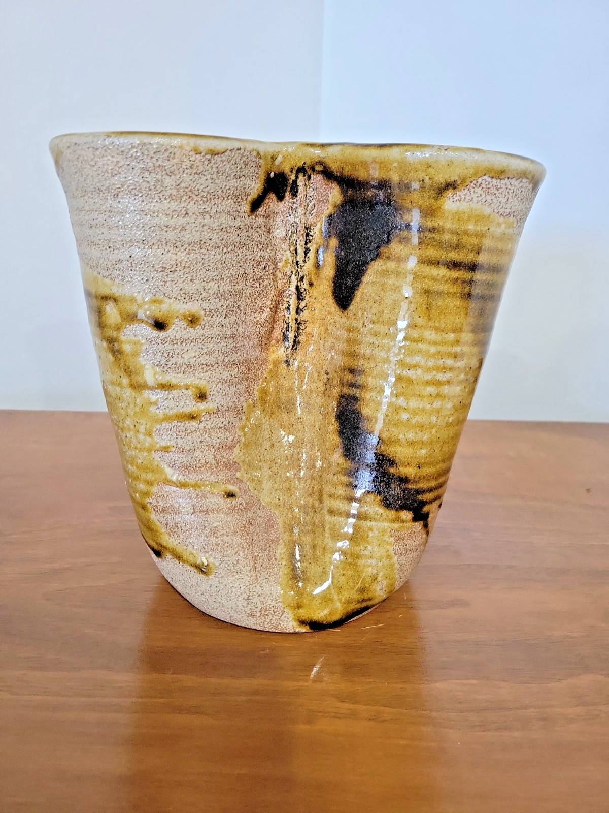 Gorgeous Studio Artist Stoneware Pottery Vessel Abstract Artist Signed 1974