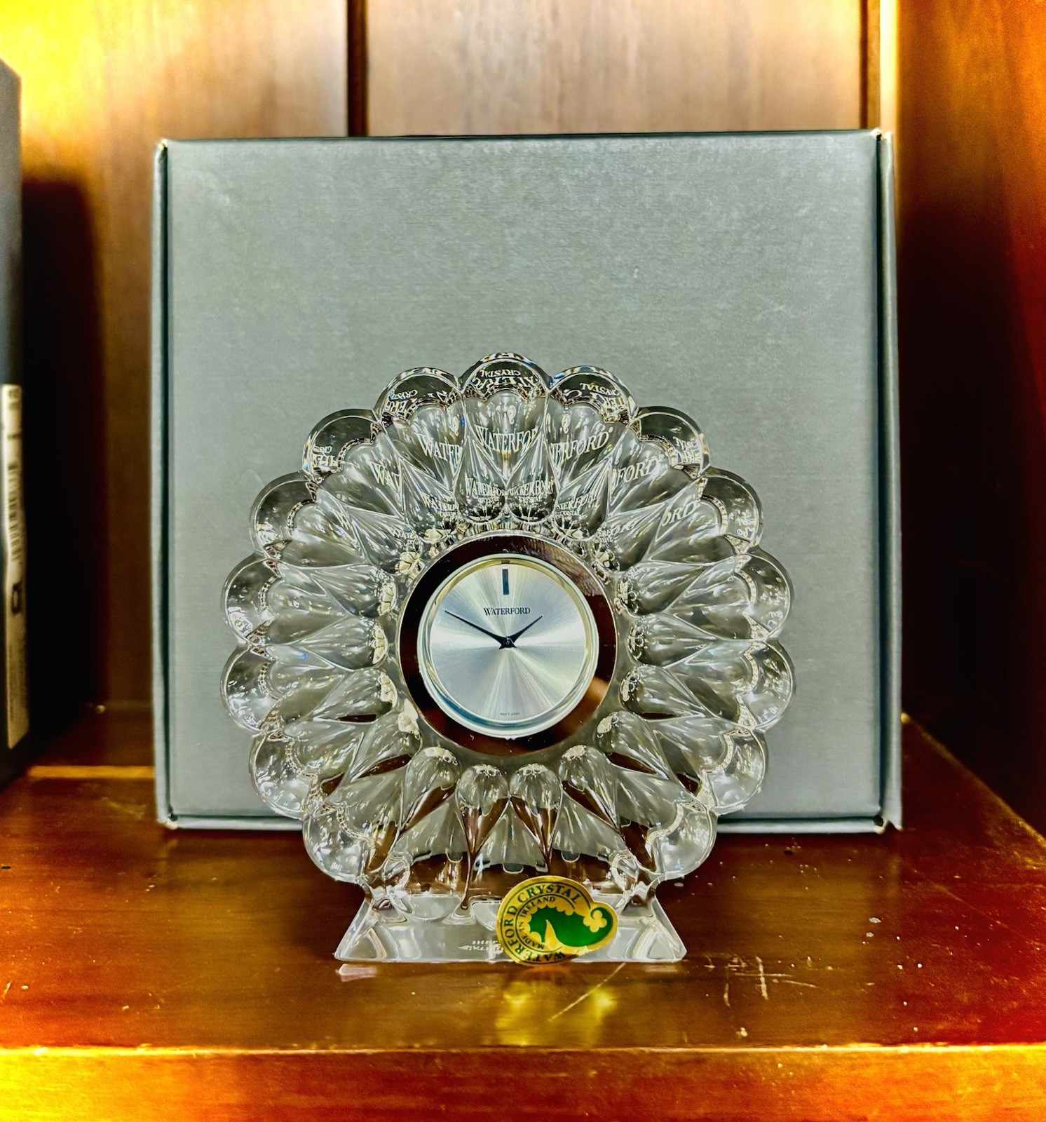 Waterford Crystal “Wharton” Quartz Table-Mantle Clock Desk Top 4”x 2.5” Glass