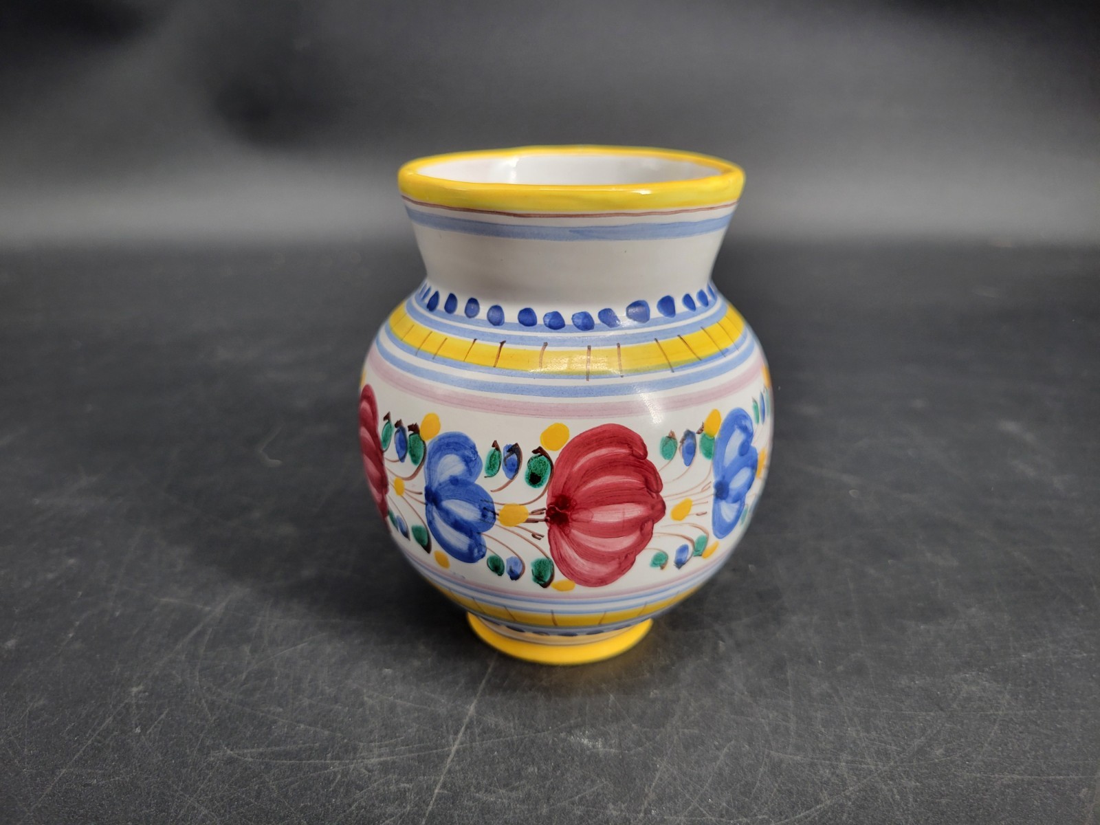 Small Handmade Floral Pottery Vase 4.5 Inches Tall Signed By the Artist