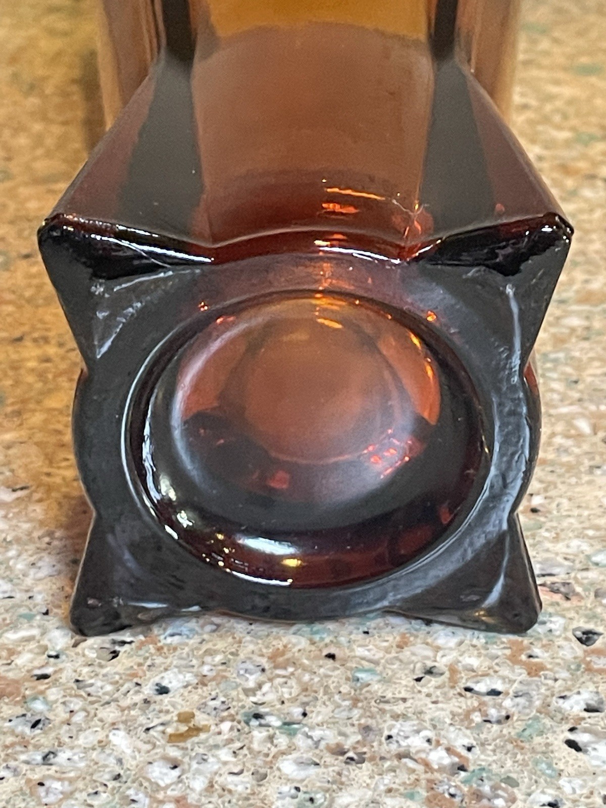Vintage MCM Amber Art Glass Vase – Flared Panel Design – 9” Tall – 1 lb 13 oz