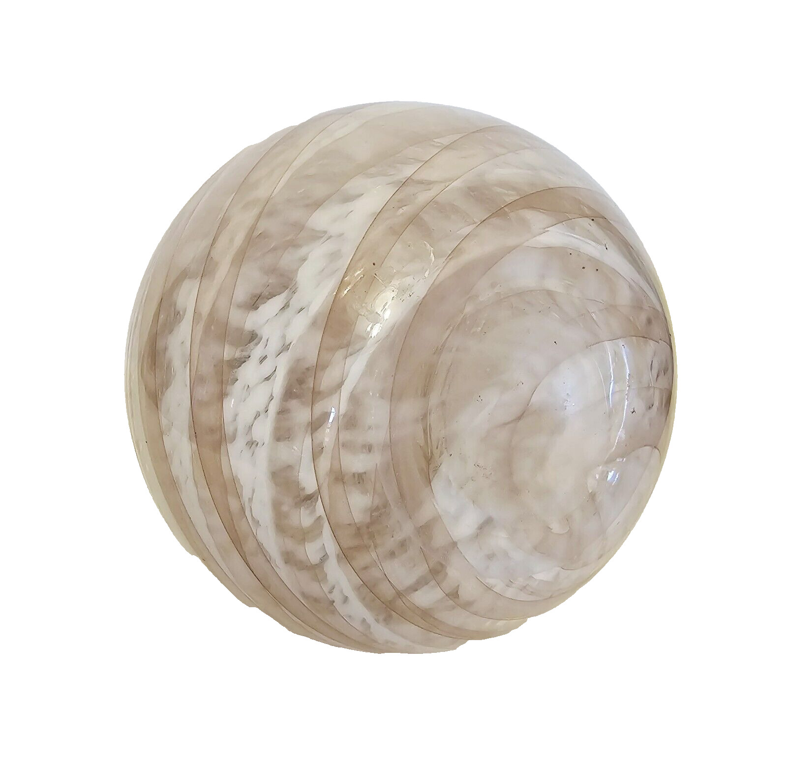 Hand Blown Art Glass Vase Pink White & Clear Striped Decorative 7″ x 10″