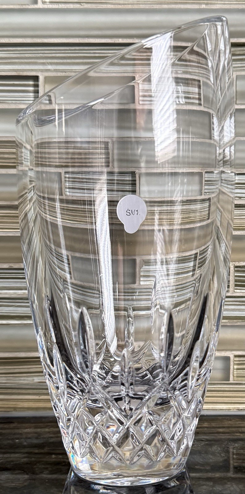 Vintage Waterford Crystal LISMORE ESSENCE 7.5” Angular Vase.