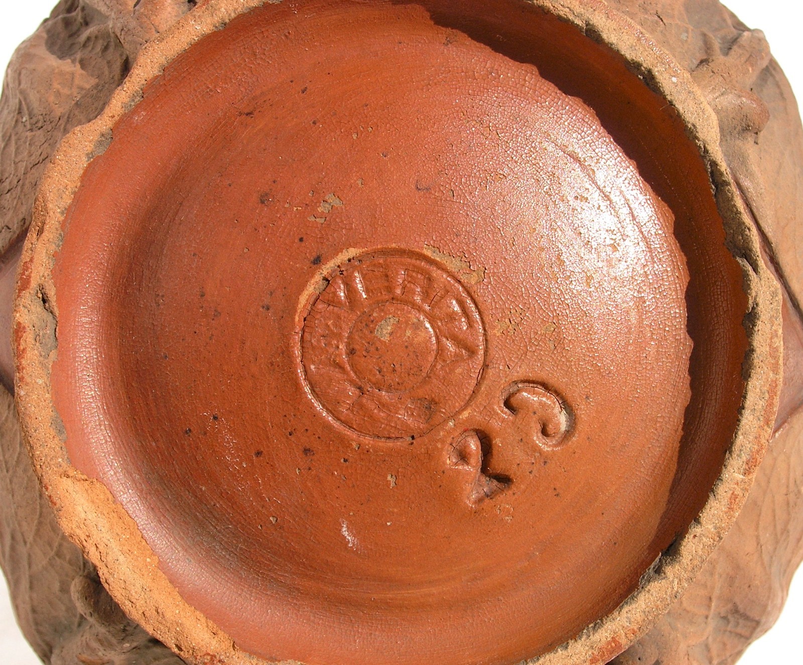 Vintage La Verita Face Planter Pot Jardiniere Terracotta Cabbage Leaf Bee Italy
