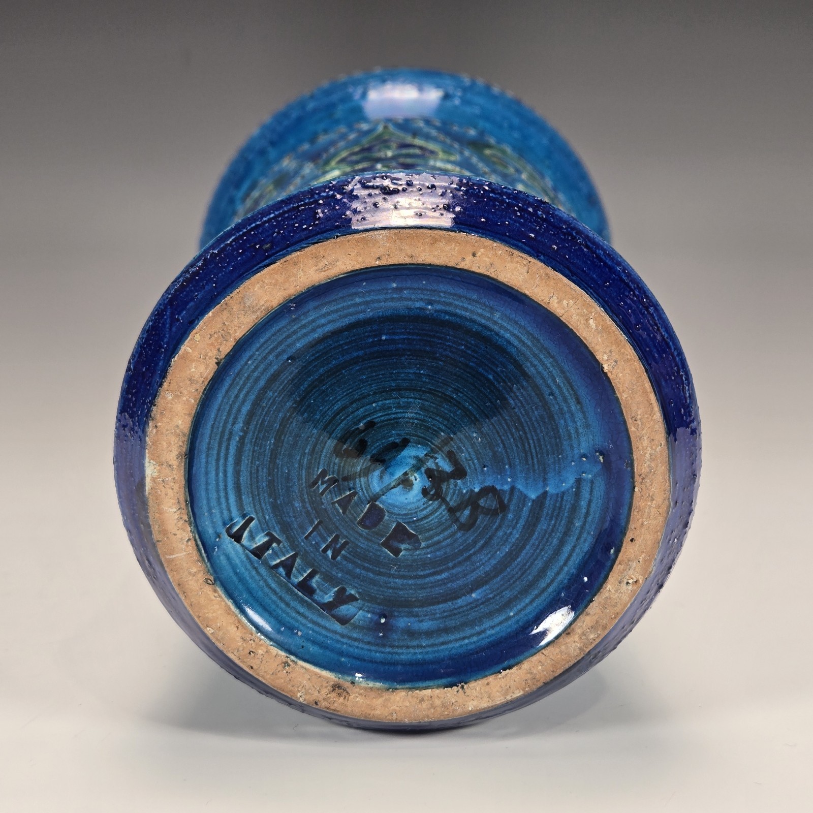 Aldo Londi Bitossi Italian Pottery Vase Liberty Paisley Remini Blu Rosenthal 8″