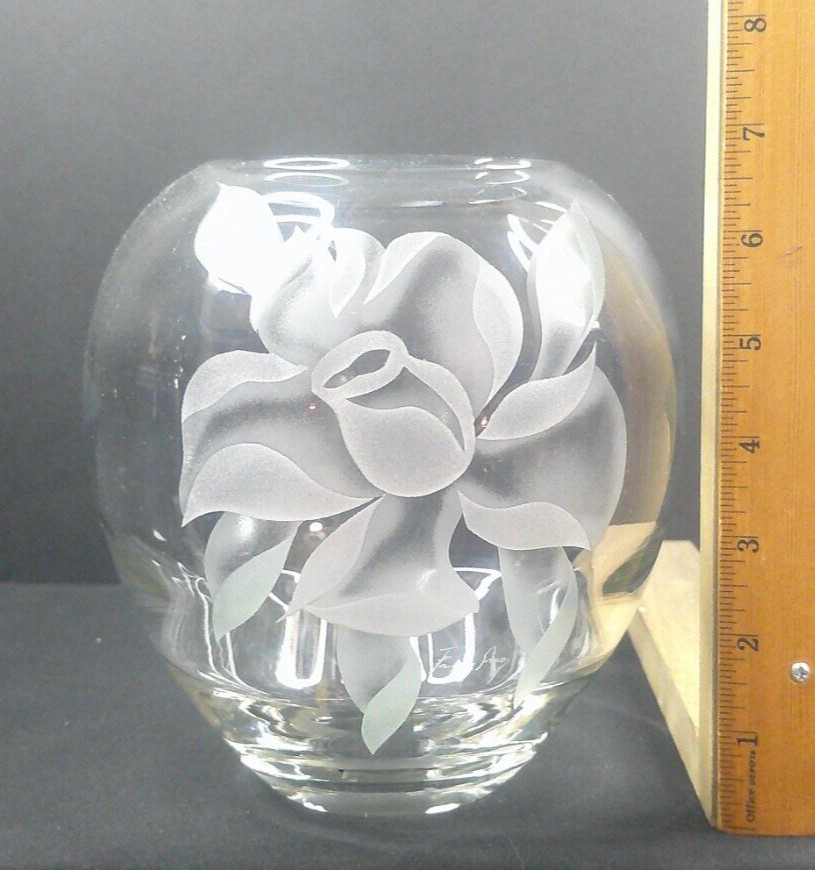Tiffin, Signed, Rose, Swedish Optic, Vase, American Art Glass, 1940’s, VgCd