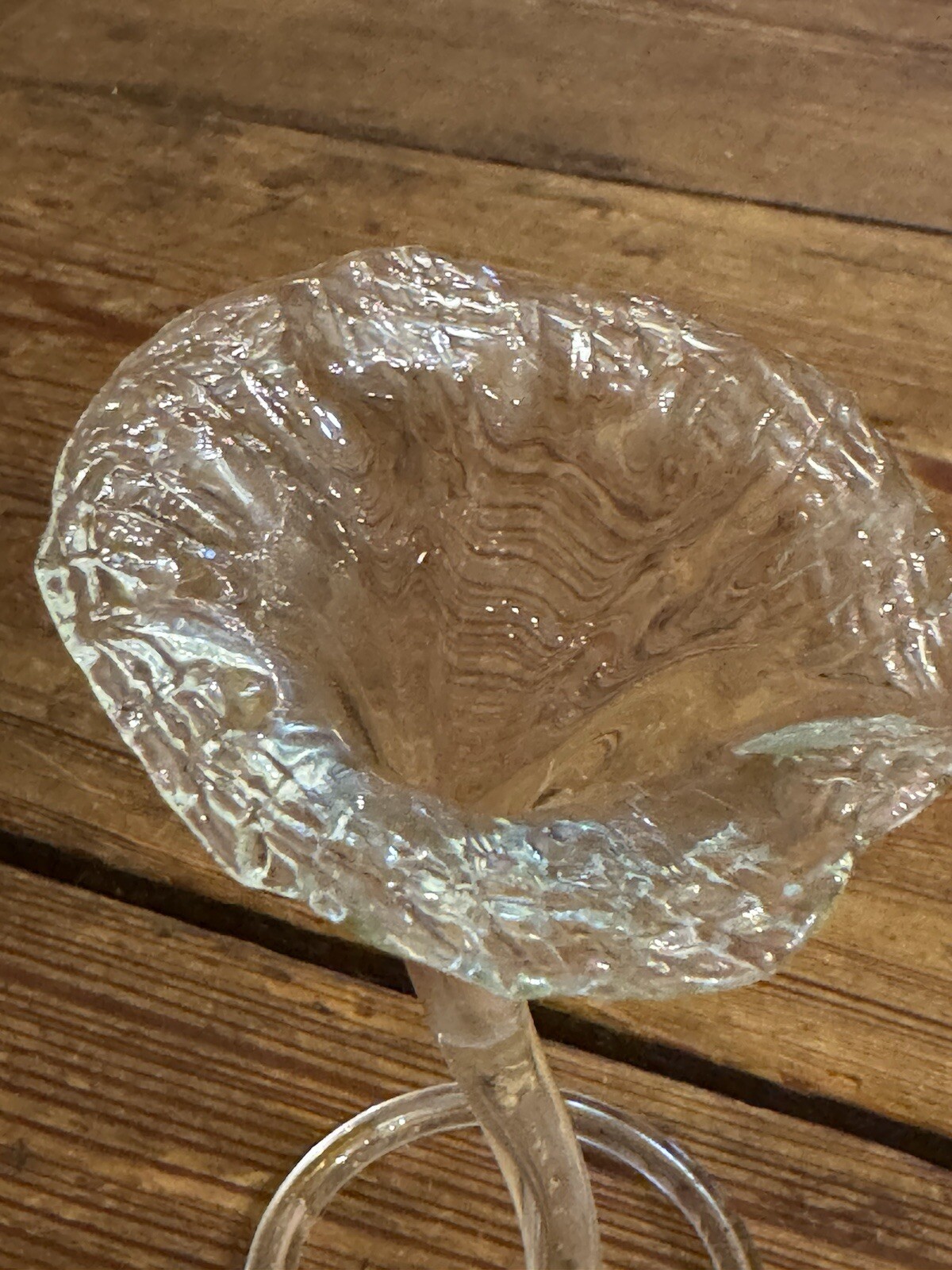 Vintage Free Standing Blown Art Clear Glass Twirl Base Lily Bud Vase