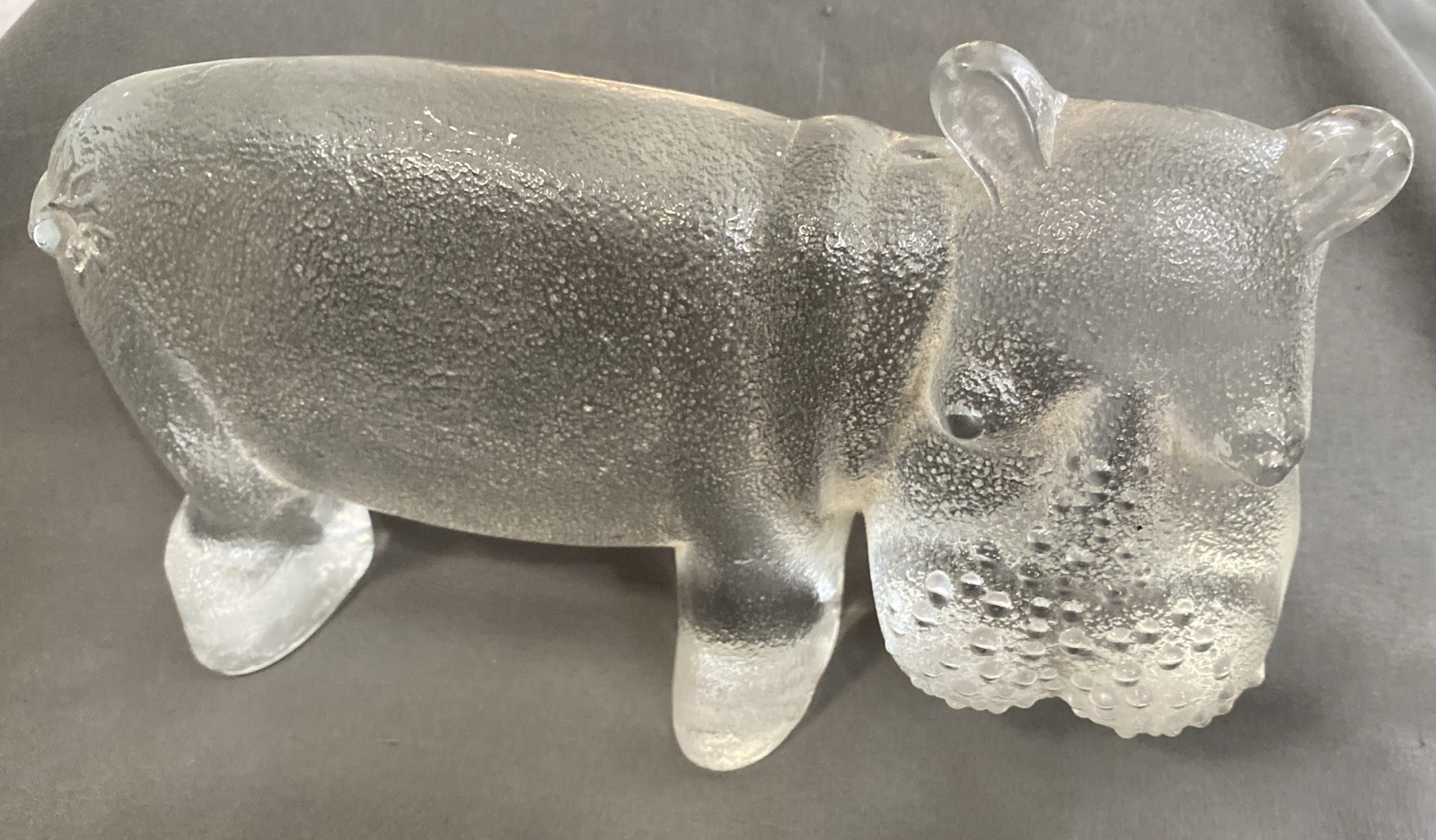 Kosta Boda Zoo Series – Glass Flatback HIPPO STANDING Paperweight Sweden