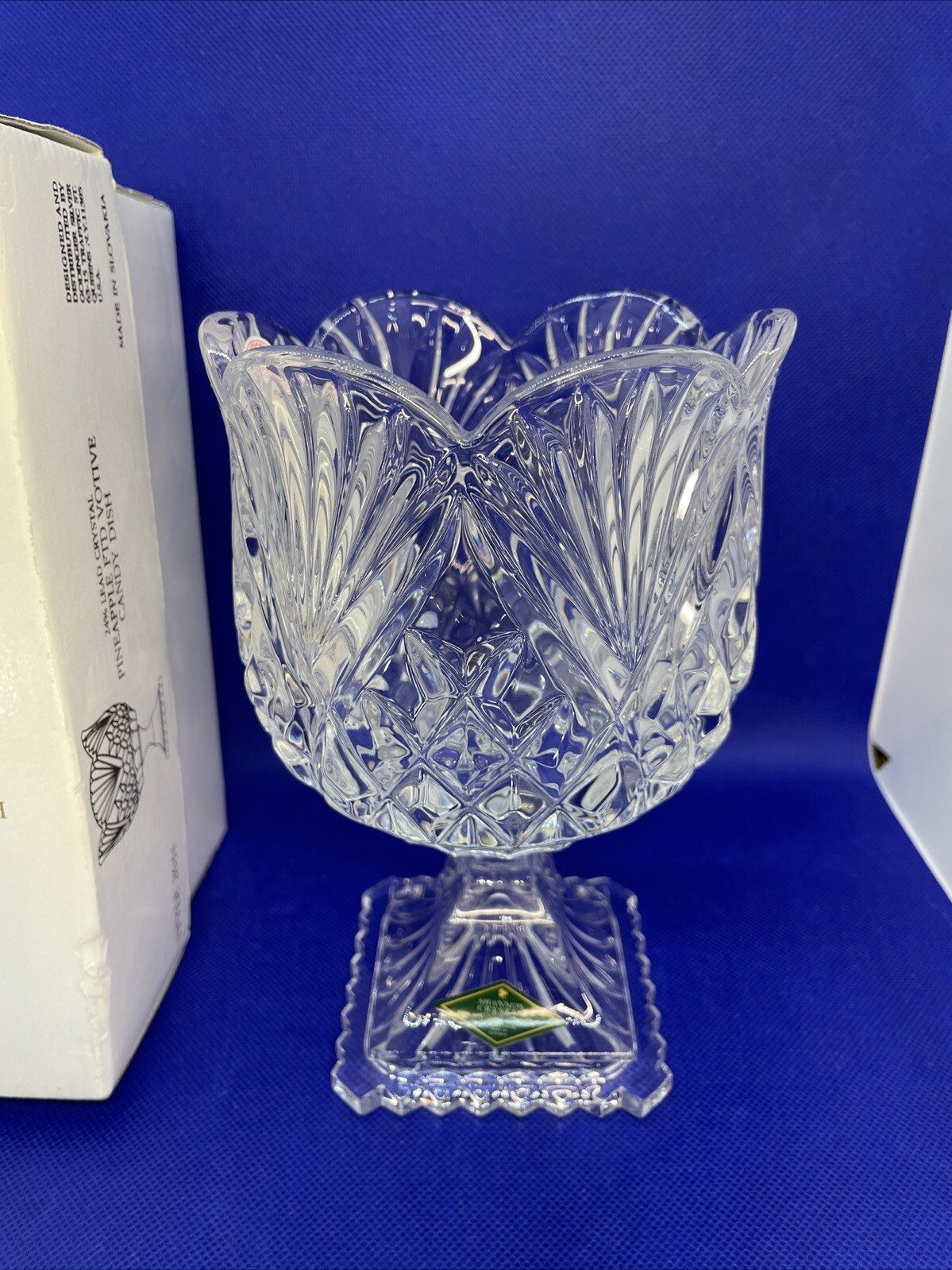 Shannon Crystal Design Ireland Pineapple Stemmed Votive Candy Dish Original Box