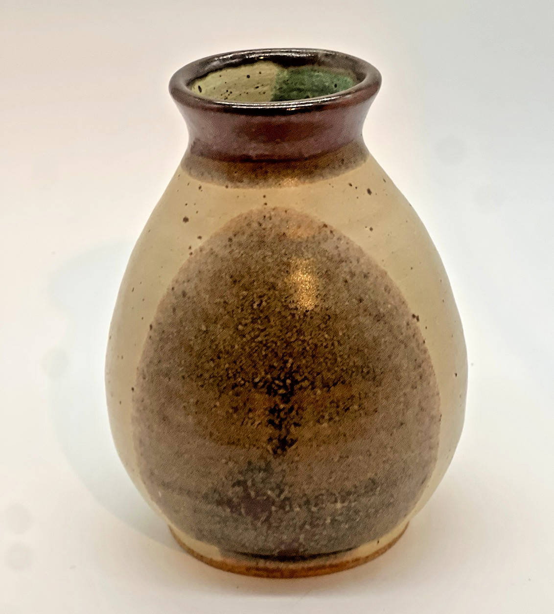 Studio Art Pottery Vase Earth Tone Glaze Marked “B” Rustic Handmade Ceramic