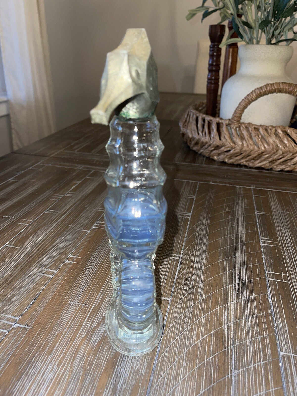 Vintage AVON Seahorse Glass Bottle w/ Bath Oil still in the bottle-1960’s-1970’s