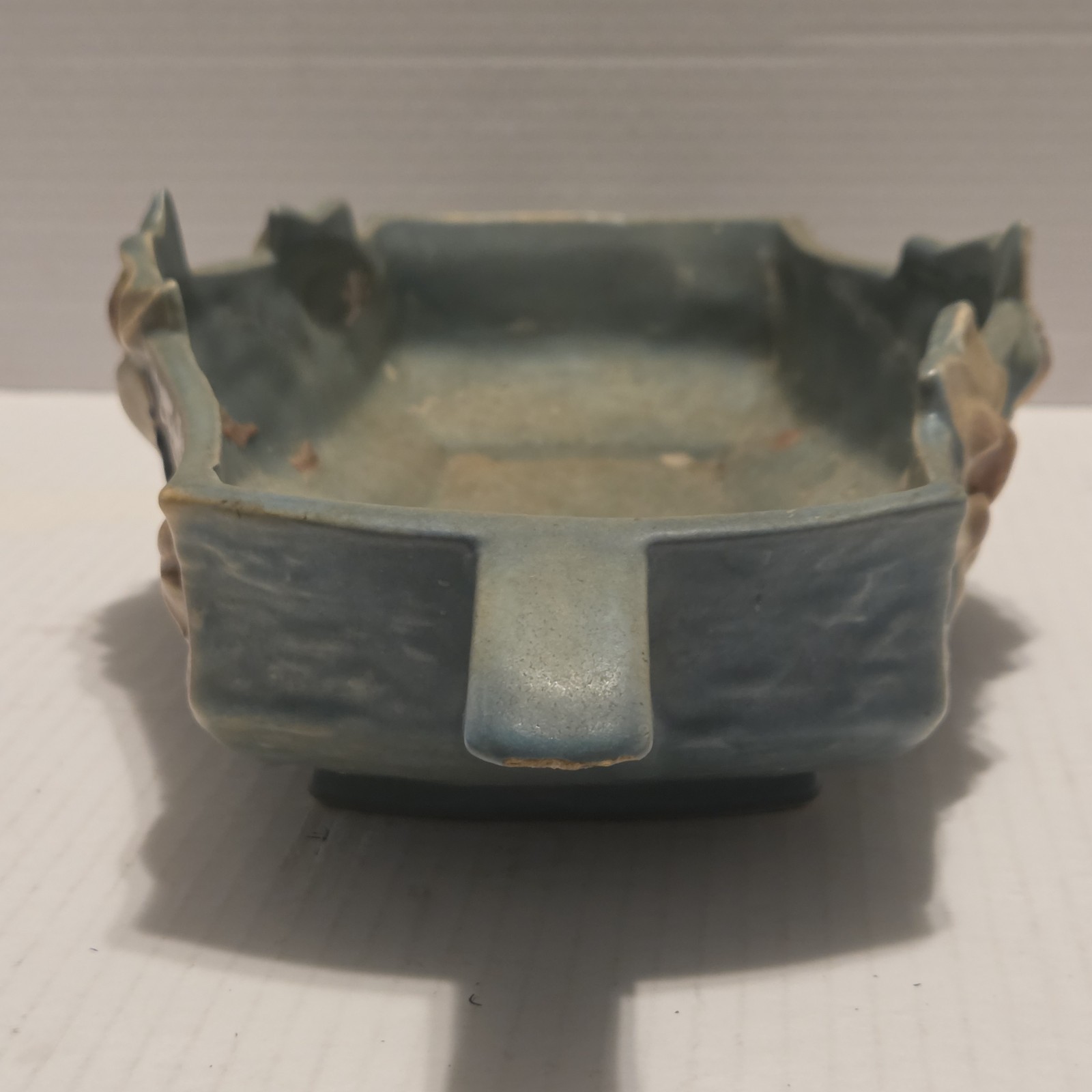 Vtg Roseville Pottery 1943 Blue Magnolia Flowers Console Bowl 451-12″ Rare USA