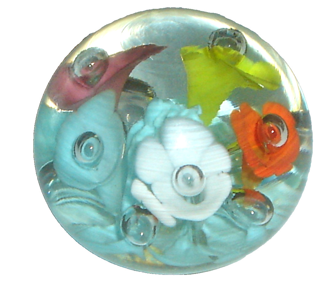 1973 Maude and Bob St. Clair Trumpet Flowers Art Glass Paperweight Murano Style