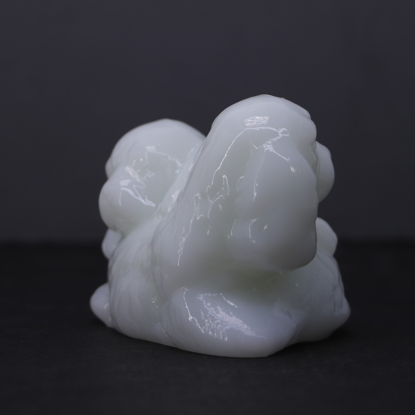 Rare Fenton Puppies White Milk Glass Cocker Spaniels from Fenton Gift Shop