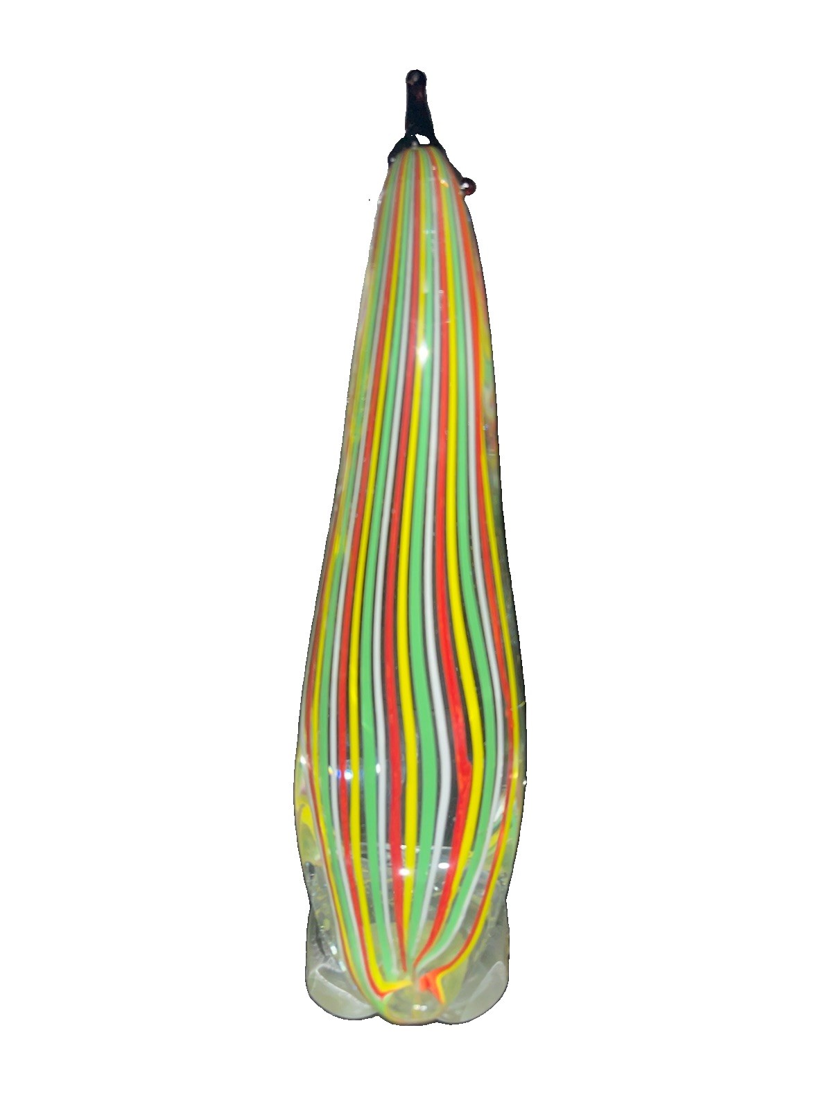 Mid-Century Murano Style Art Blown Glass Penguin Figurine Striped 10”