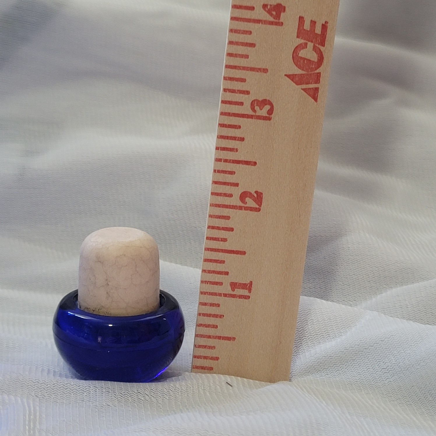 Vintage Cobalt Blue Glass Bottle Jug Style 7″ Tall with Rubber Cork Lid