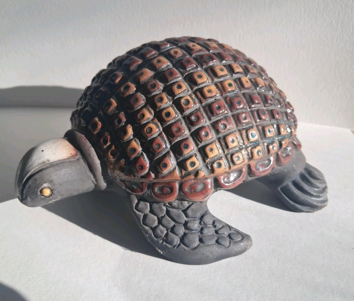 South Africa Art Pottery Raku Tortoise Turtle Animal Handmade Vintage Folk Art