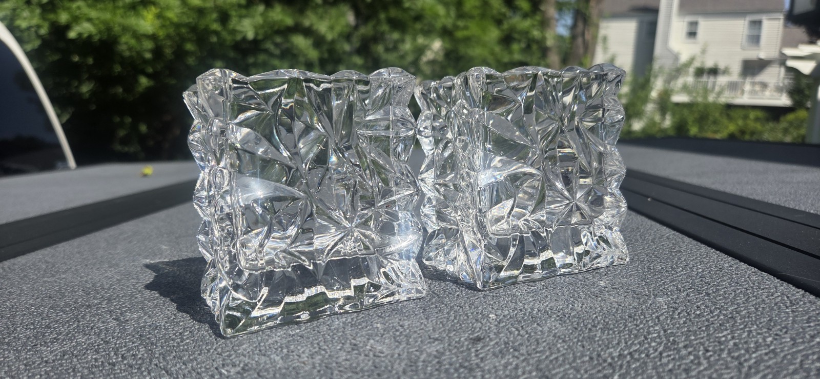 Set of 2 Rosenthal Studio Line Crystal Glass Bag Vase Candle holder Germany auth