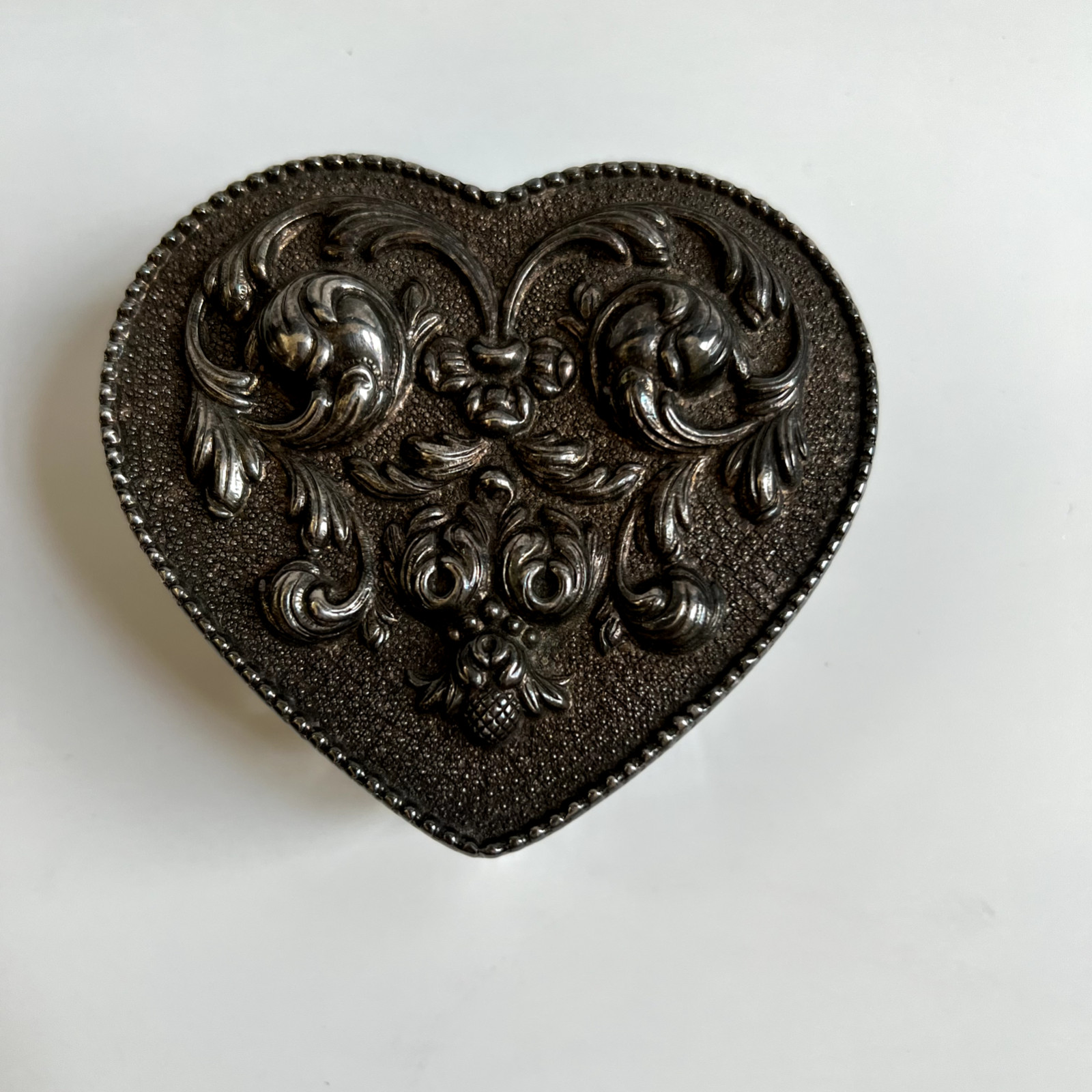 Atlantis Crystal Heart Box Silverplated Lid Topazio Vintage, Made in Portugal,