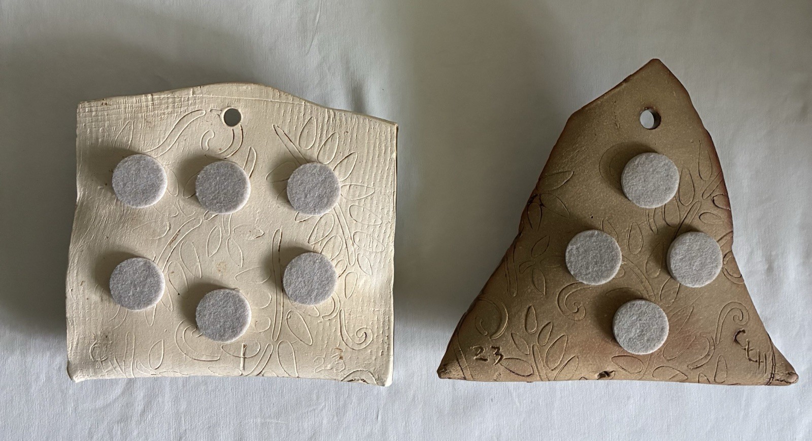 Studio Art Pottery Wall Pocket Flower Vase Planter Hanging Sconce Signed SET