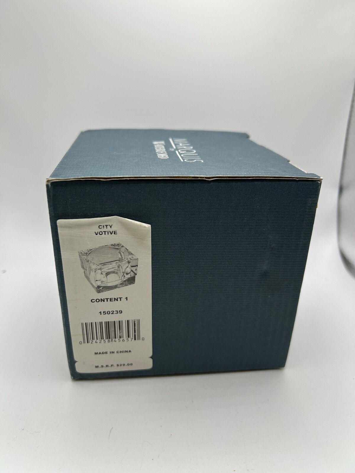 Marquis By WATERFORD “City Votive” Crystal Square Tealight Holder New in Box