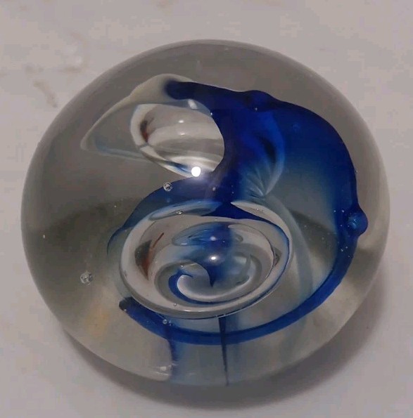 Signed Art Glass Paperweight Tabletop Sculpture Small