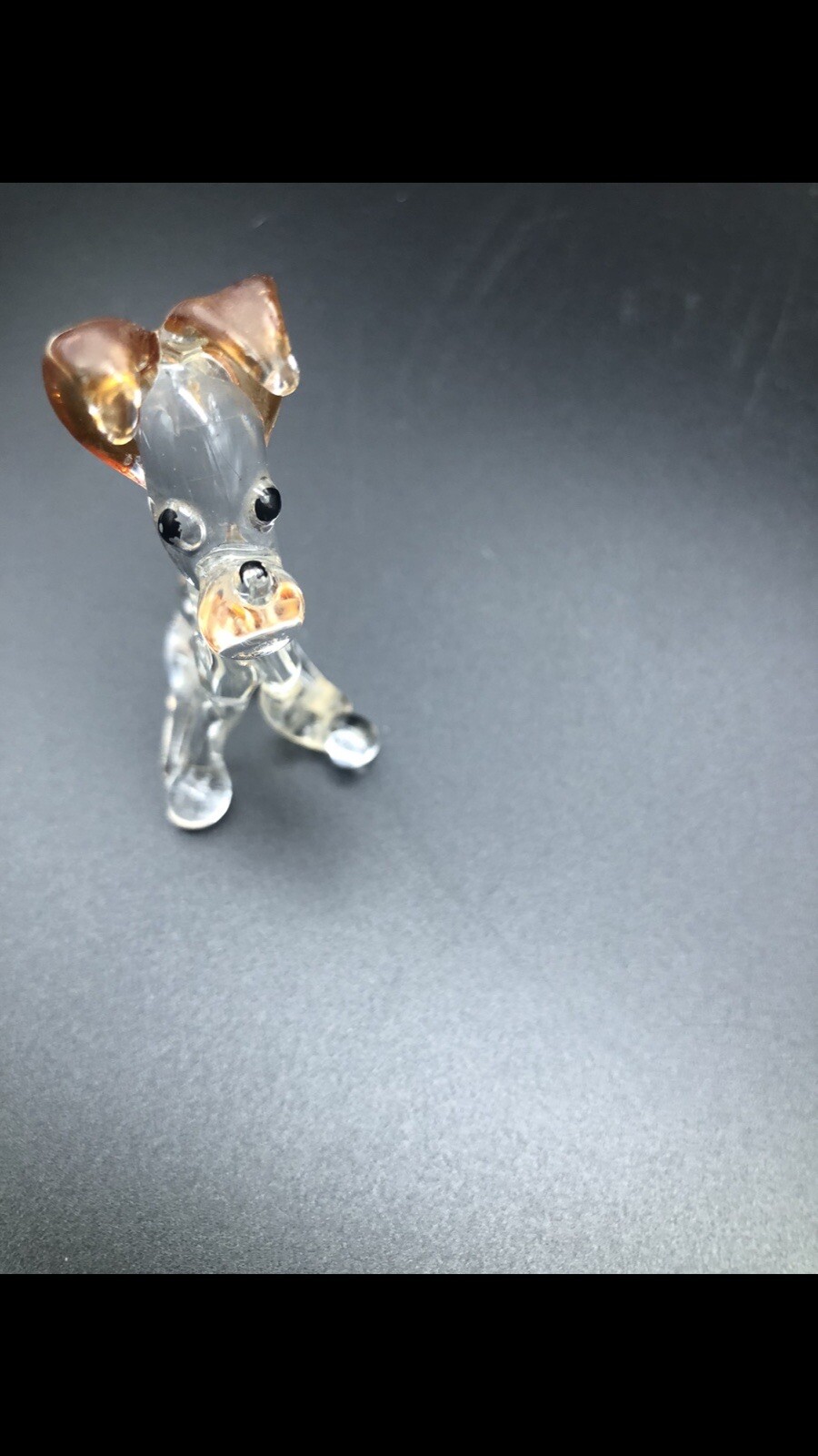 DOG~ Art Glass Brown Eared Puppy Collectible Hand Blown Figurine~Handmade Tiny