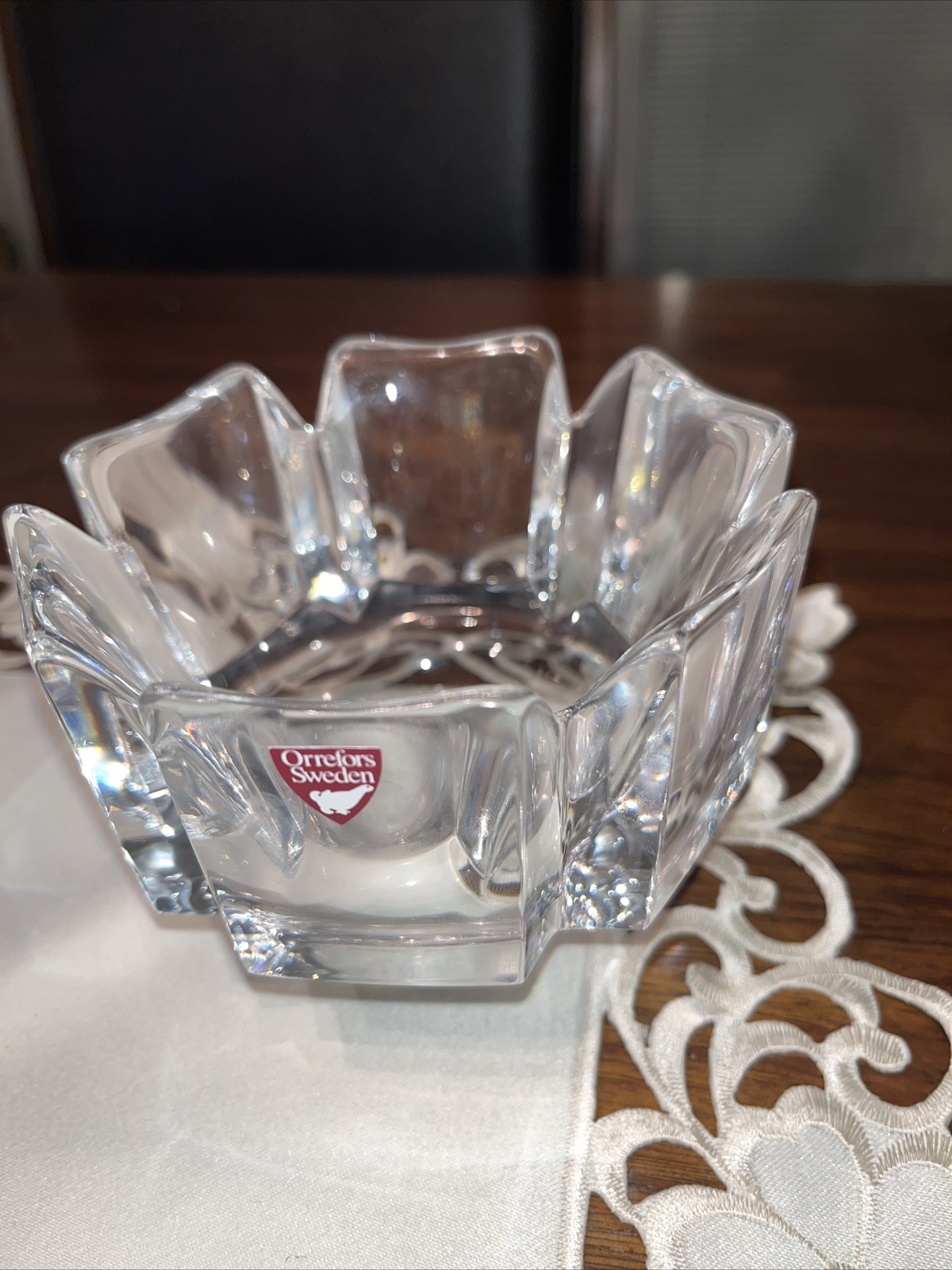 Orrefors Sweden Corona Crystal Bowl 4.75 Inches